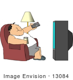 #13084 Fat Caucasian Man Watching TV Clipart by DJArt