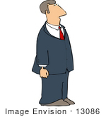 #13086 Caucasian Business Man Wearing A Suit And Tie Clipart