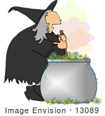 #13089 Witch Stirring Her Potion Clipart