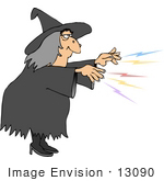 #13090 Witch Casting A Spell Clipart