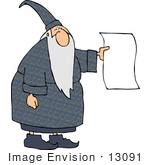 #13091 Wizard Holding A Blank Piece Of Paper Clipart