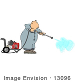 #13096 Man Using A Pressure Washer Clipart