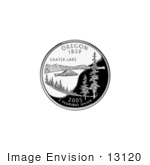 #13120 Picture Of Crater Lake And Wizard Island On The Oregon State Quarter