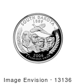 #13136 Picture Of A Pheasant Flying Over Mount Rushmore On The South Dakota State Quarter