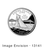 #13141 Picture Of A Sailboat By Pell Bridge In Narragansett Bay On The Rhode Island State Quarter