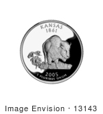 #13143 Picture Of A Buffalo And Sunflowers On The Kansas State Quarter