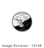 #13148 Picture Of The Great Lakes On The Michigan State Quarter