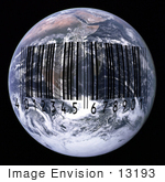 #13193 Picture Of A Black Barcode Over Earth