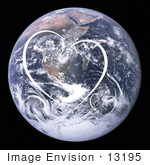 #13195 Picture Of White Heart Shapes Over Planet Earth