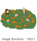 #13211 Caucasian Family In A Pumpkin Patch At Halloween Time Clipart