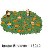 #13212 Caucasian Family In A Pumpkin Patch At Halloween Time Clipart
