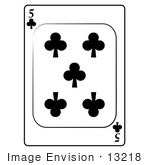 #13218 5 Of Clubs Playing Card Clipart