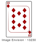 #13230 10 Of Diamonds Playing Card Clipart