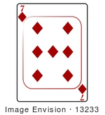 #13233 7 Of Diamonds Playing Card Clipart
