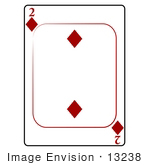 #13238 2 Of Diamonds Playing Card Clipart