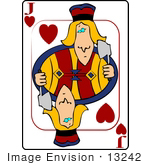 #13242 Playing Card Of The Jack Of Hearts Holding An Axe Clipart