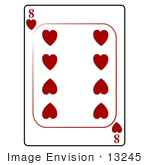 #13245 8 Of Hearts Playing Card Clipart