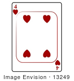 #13249 4 Of Hearts Playing Card Clipart