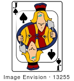 #13255 Playing Card Of The Jack Of Spades Holding An Axe Clipart