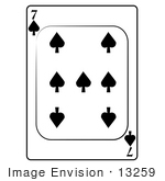 #13259 7 Of Spade Playing Card Clipart