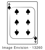 #13260 6 Of Spade Playing Card Clipart