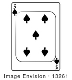#13261 5 Of Spade Playing Card Clipart