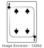#13262 4 Of Spade Playing Card Clipart