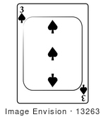 #13263 3 Of Spade Playing Card Clipart