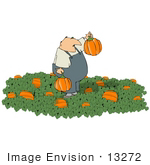 #13272 Middle Aged Caucasian Man In A Halloween Pumpkin Patch Clipart