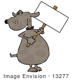 #13277 Dog Holding A Blank Sign Clipart