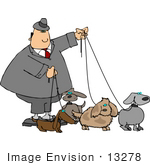 #13278 Man Walking Four Dogs Clipart