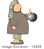 #13295 Terrorist Man Holding A Bomb With A Lit Fuze Clipart