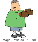 #13299 Caucasian Boy Wearing Boxing Gloves Clipart