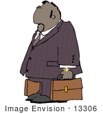 #13306 African American Business Man Carrying Luggage Clipart