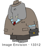 #13312 Elephant A Business Suit Clipart