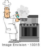 #13315 Chef Holding a Smoking Frying Pan Clipart by DJArt