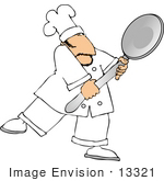 #13321 Caucasian Chef Man Holding A Large Spoon Clipart