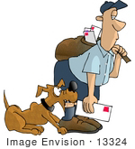 #13324 Caucasian Mail Man Being Bitten By A Dog Clipart