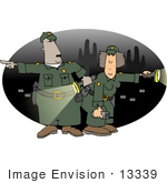 #13339 African American And Caucasian Border Patrol Workers At Night Clipart
