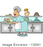 #13341 Lunch Server Woman In A Scool Cafeteria Clipart