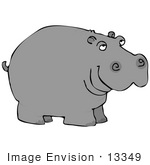 #13349 Hippo Facing Right Clipart
