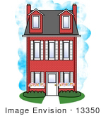 #13350 Three Story House Clipart