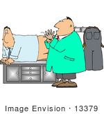 #13379 Middle Aged Caucasian Man In An Exam Room Getting A Prostate Exam Clipart