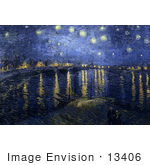 #13406 Picture Of The Starry Night Over The Rhone Painting By Van Gogh