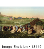 #13449 Picture Of A Group Of Arabian Wanderers Near Their Tent In Tunis Tunisia