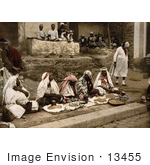 #13455 Picture Of Couscous Vendors Sitting Cross Legged At An Arabian Cafe Tunis
