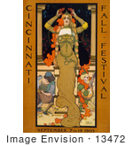 #13472 Picture Of A Woman On A Poster For The Cincinnati Fall Festival Of 1903