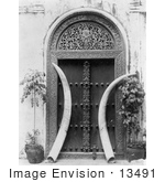 #13491 Picture Of Ivory Tusks In A Doorway