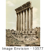 #13577 Picture Of The Temple Of Jupiter Columns Baalbek Lebanon
