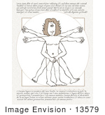#13579 Shy And Embarassed Vitruvian Man Covering His Privates Clipart